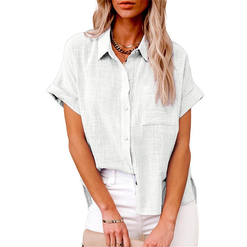 Women's Lightweight Short-Sleeve Button-Front Blouse