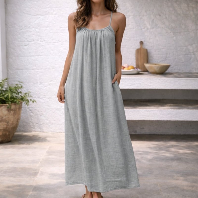 Women's Spaghetti Strap Linen Summer Maxi Dress