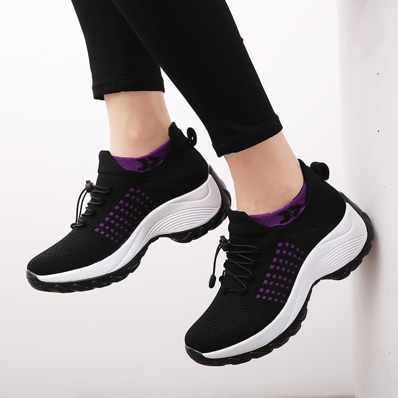 Women's Cushioned Orthopedic Platform Lace-Up Sneakers