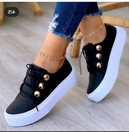 Women's Lace-Up Round-Toe Platform Orthopedic Trainers