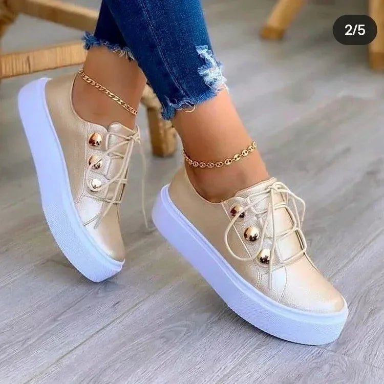 Women's Lace-Up Round-Toe Platform Orthopedic Trainers