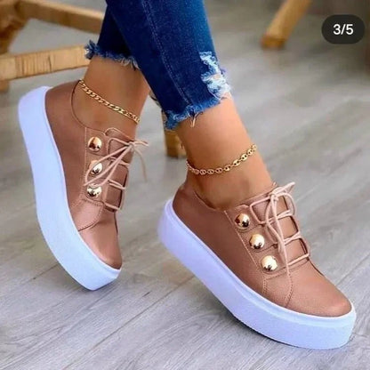 Women's Round-Toe Lace-Up Orthopedic Platform Sneakers