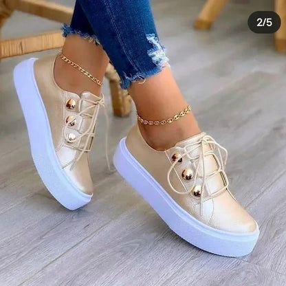 Women's Round-Toe Lace-Up Orthopedic Platform Sneakers