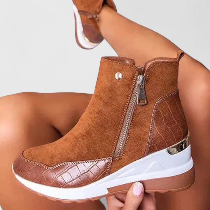 Women's Orthopedic Zip-Up Wedge Ankle Boots