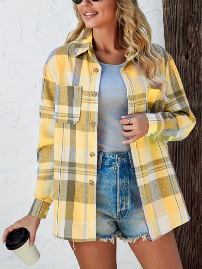 Women's Long-Sleeve Loose Plaid Flannel Shirt