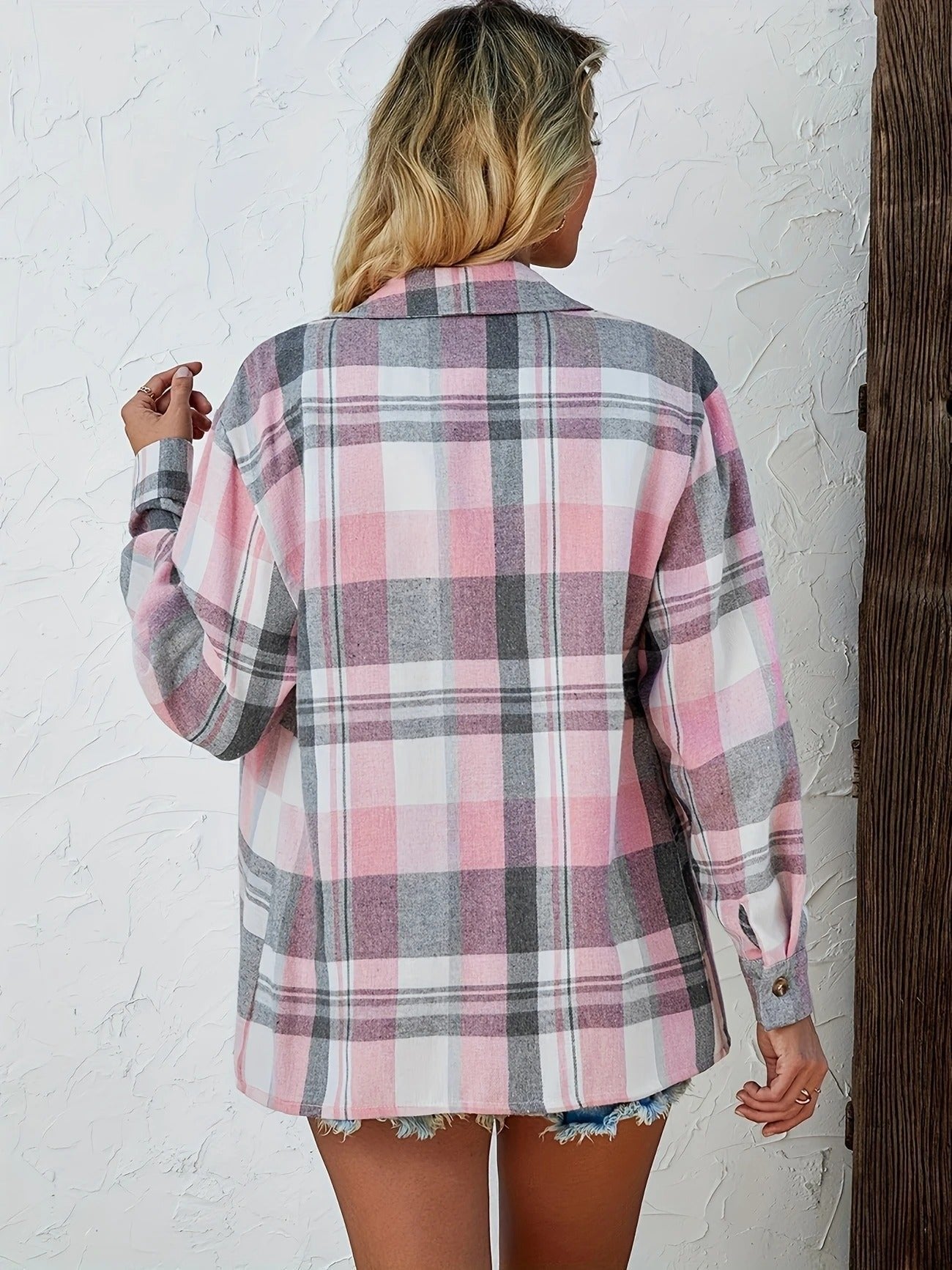 Women's Long-Sleeve Loose Plaid Flannel Shirt