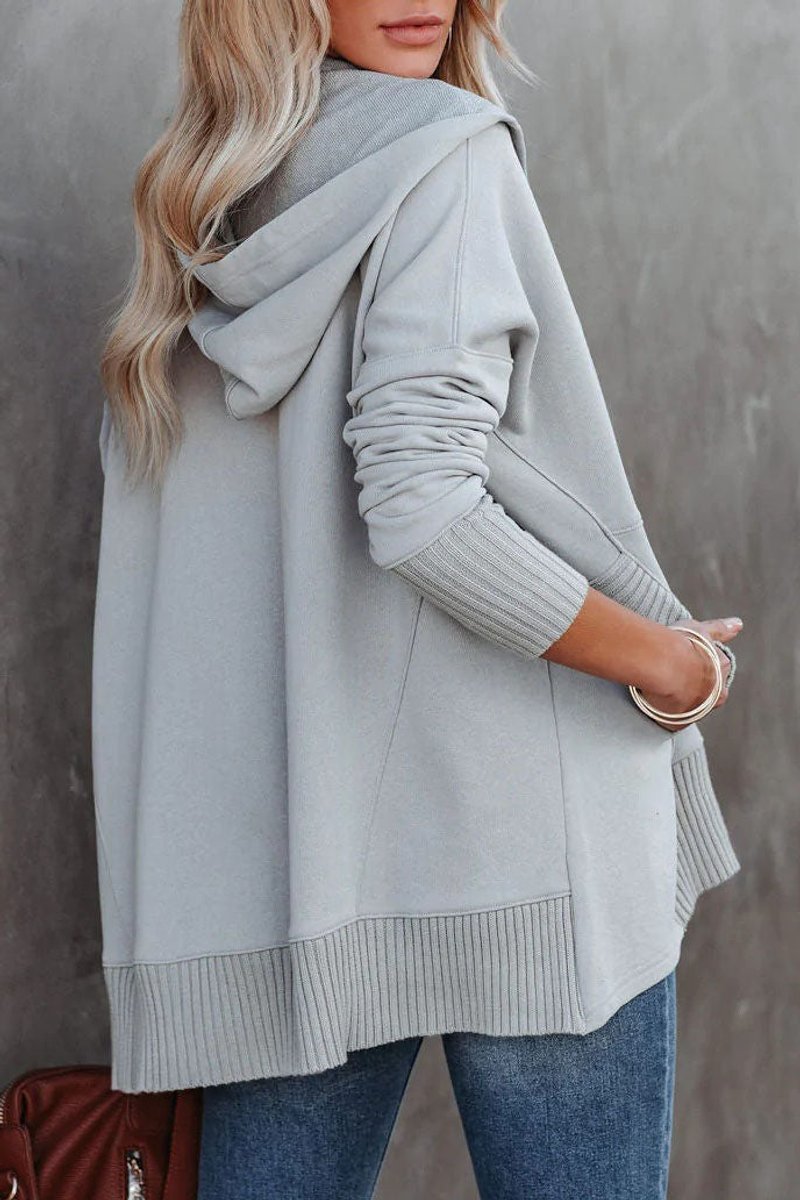 Women's Button-Front Long Sleeve Oversized Hooded Tunic