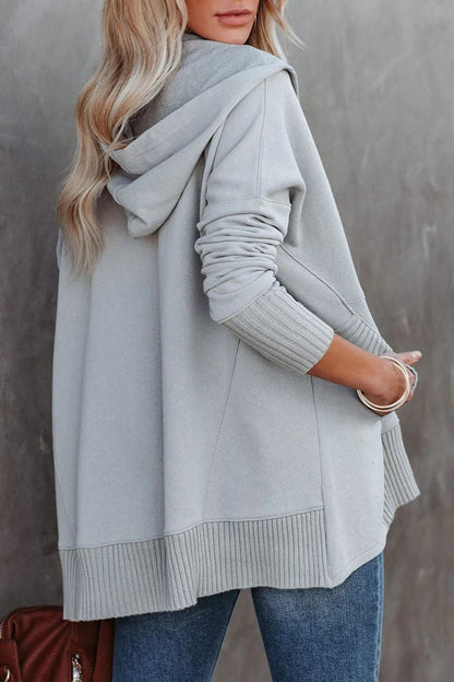 Women's Button-Front Long Sleeve Oversized Hooded Tunic