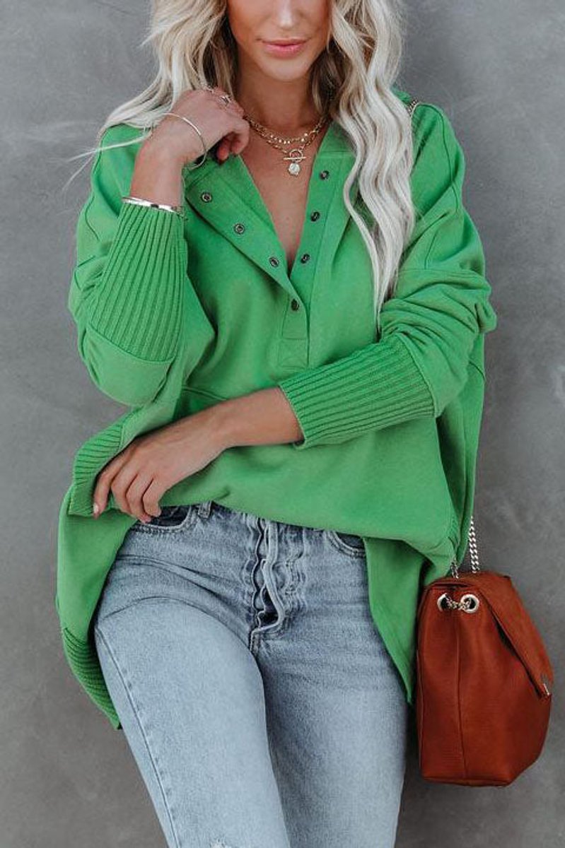 Women's Button-Front Long Sleeve Oversized Hooded Tunic