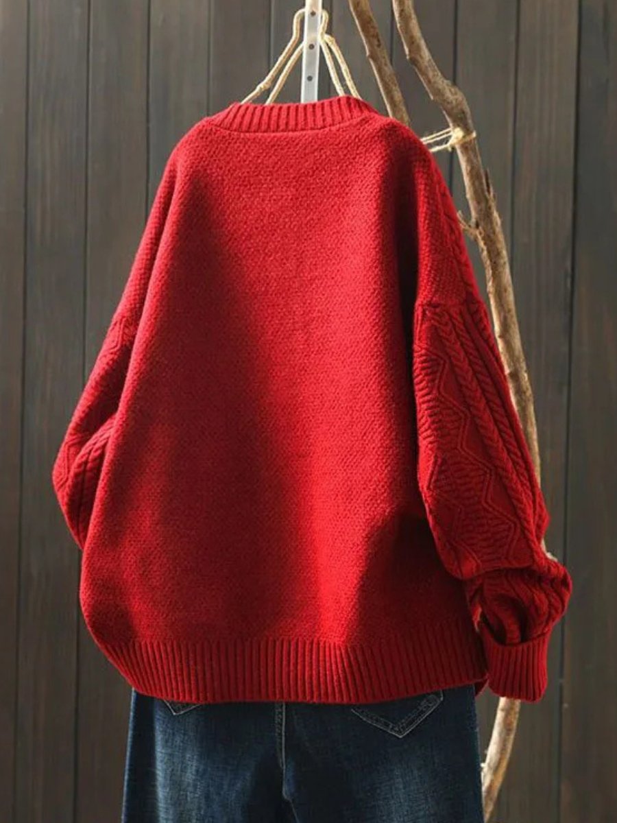 Women's Button-Up Cable-Knit Oversized Cardigan