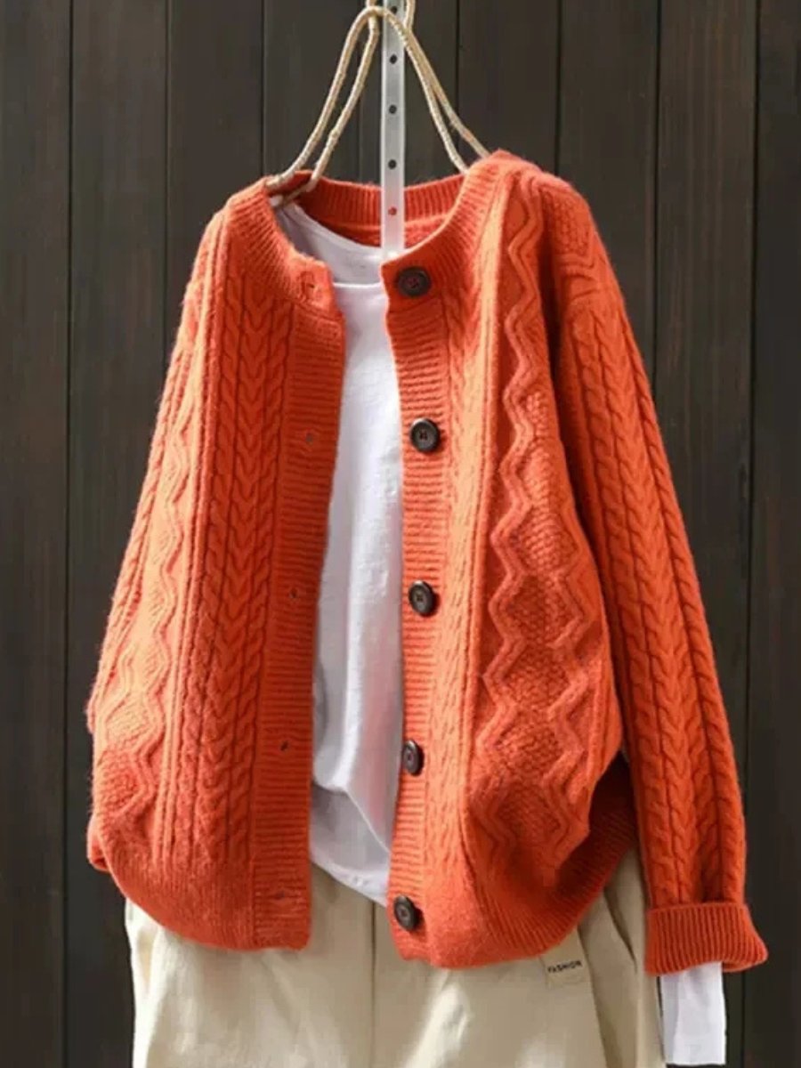 Women's Button-Up Cable-Knit Oversized Cardigan