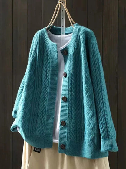 Women's Button-Up Cable-Knit Oversized Cardigan