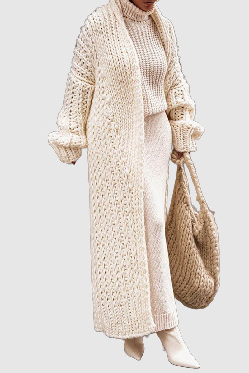 Women's Oversized Chunky Knit Open-Front Long Cardigan