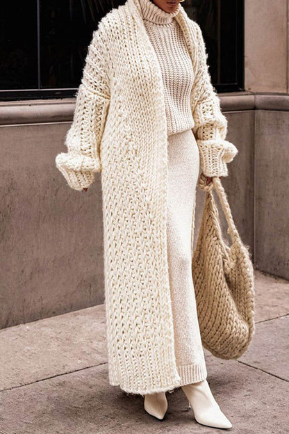 Women's Oversized Chunky Knit Open-Front Long Cardigan
