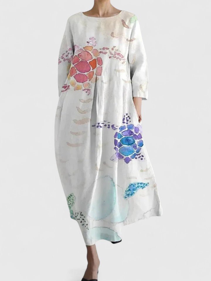 Women's Relaxed-Fit Midi Dress with Turtle Graphic