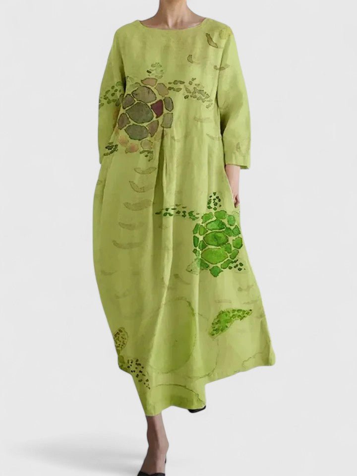 Women's Relaxed-Fit Midi Dress with Turtle Graphic