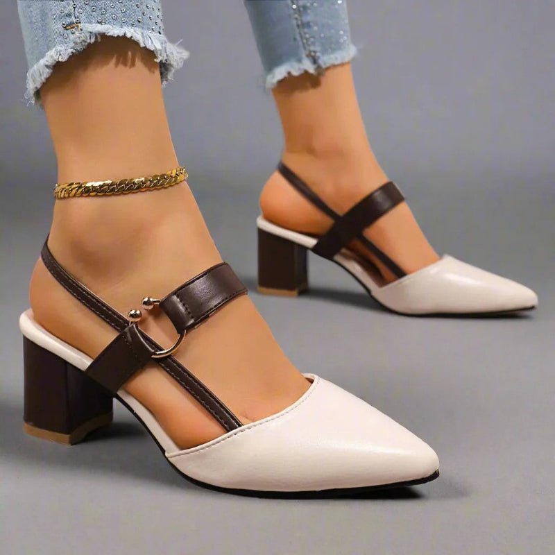 Pointed-Toe T-Strap Block-Heel Pumps for Women