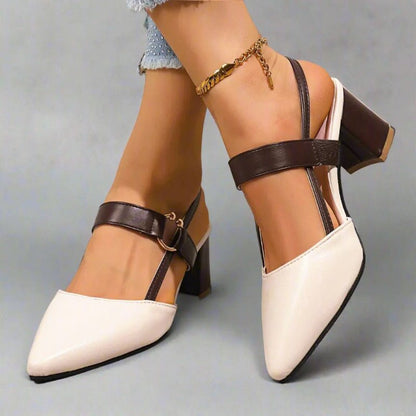 Pointed-Toe T-Strap Block-Heel Pumps for Women