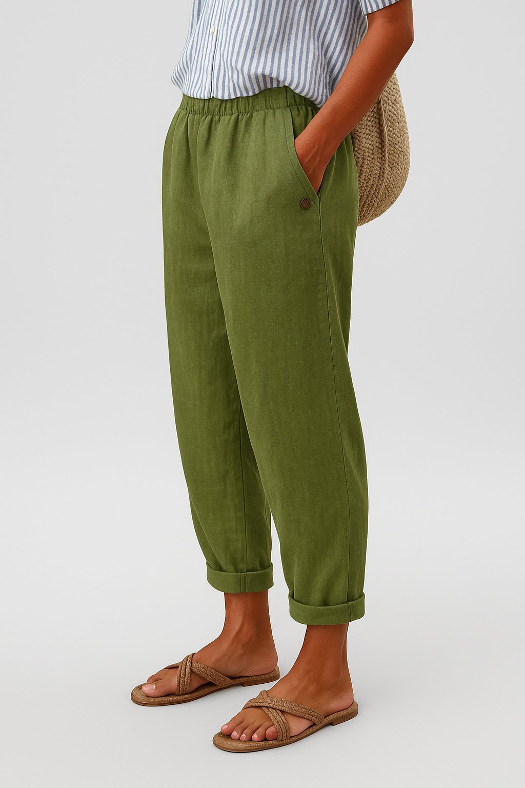 Women's Lightweight Straight-Cut Trousers with Pockets