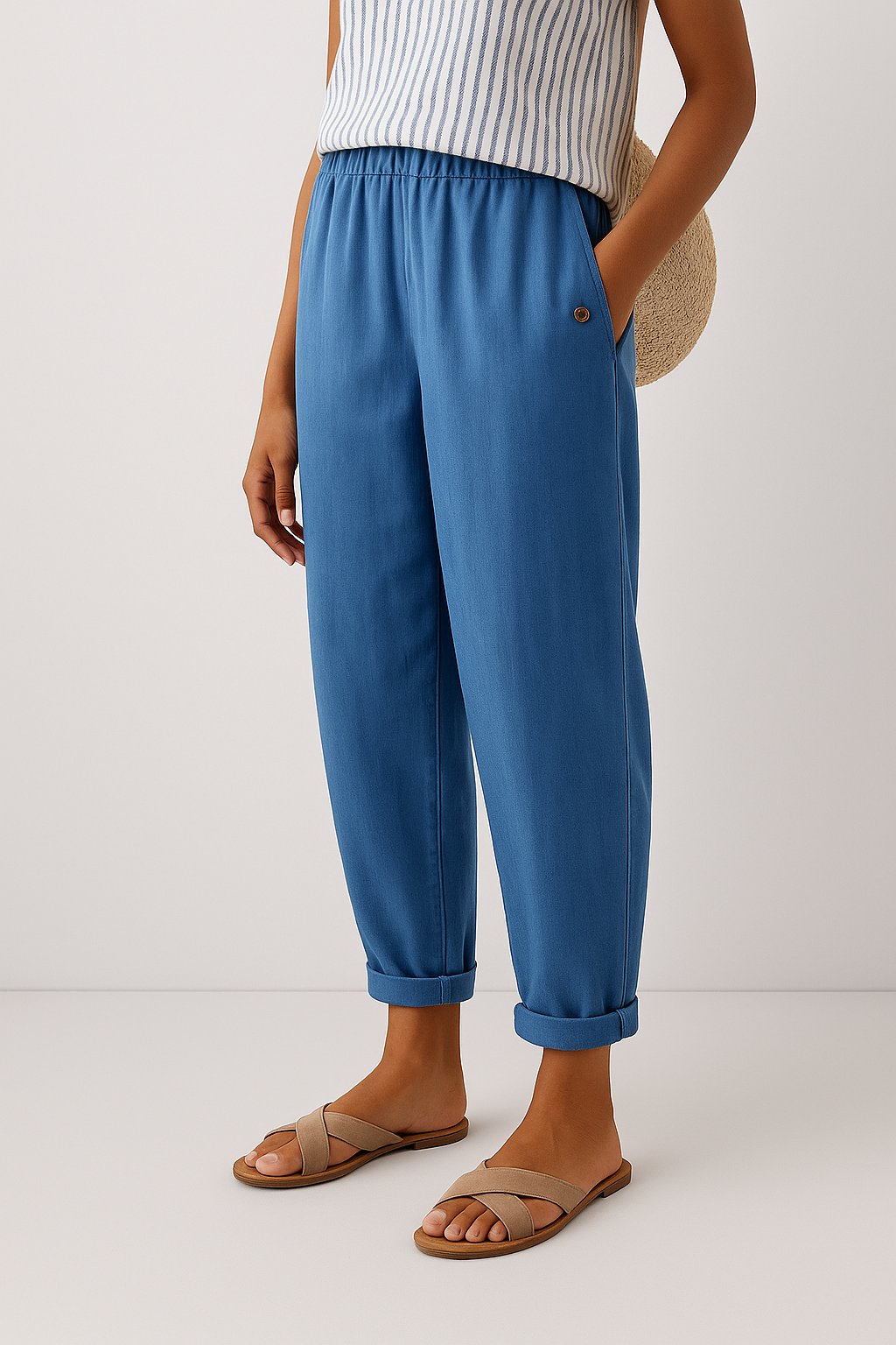 Women's Lightweight Straight-Cut Trousers with Pockets