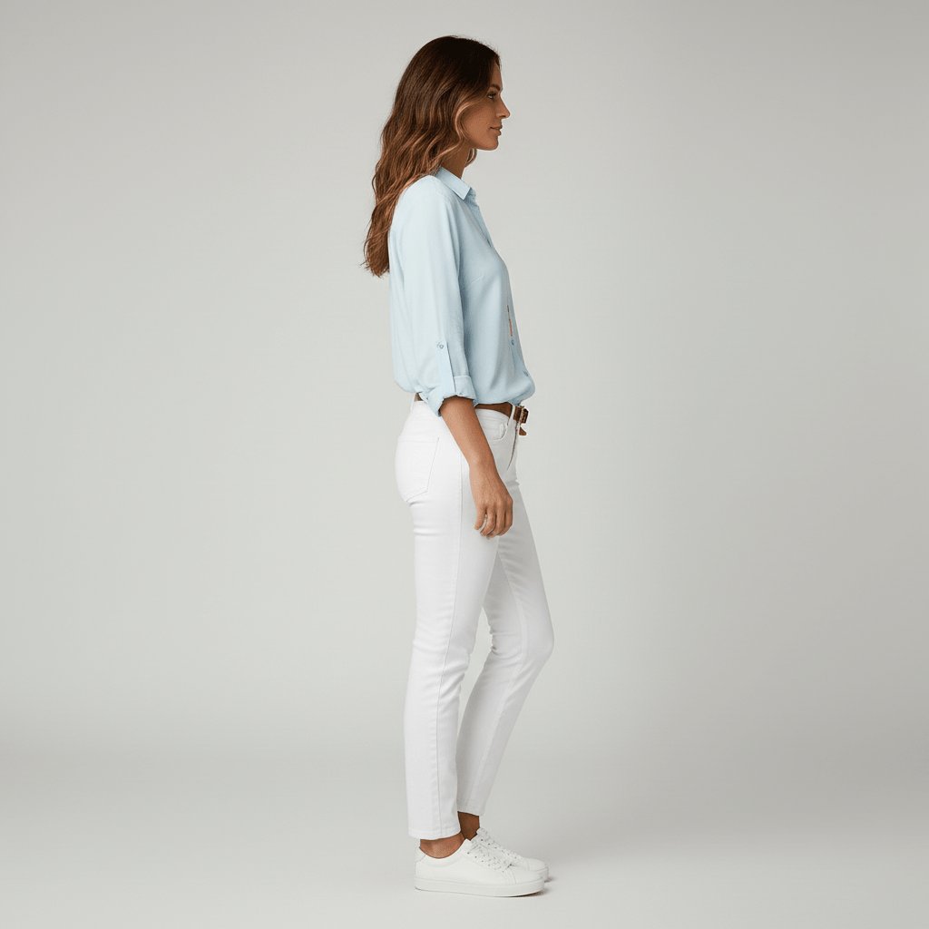 Women's Long-Sleeve Collared Button-Down Shirt in Relaxed Fit
