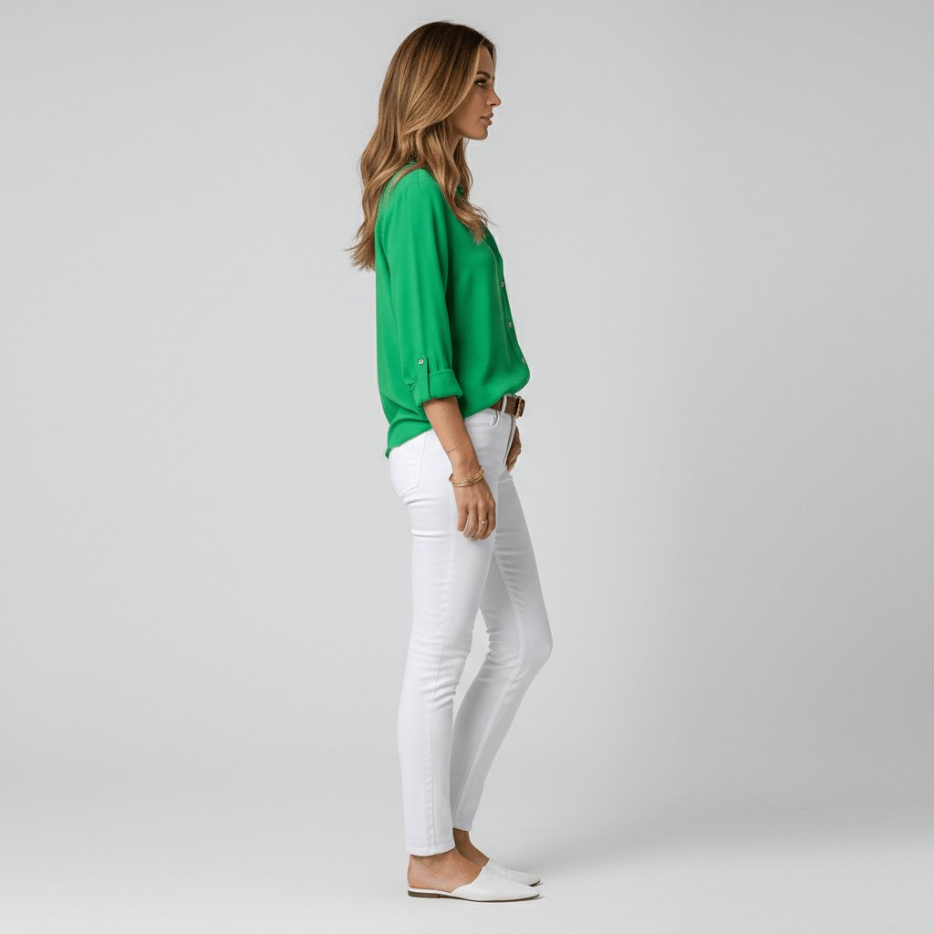 Women's Long-Sleeve Collared Button-Down Shirt in Relaxed Fit