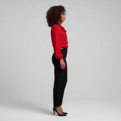 Women's Relaxed-Fit Long-Sleeve Bow Blouse
