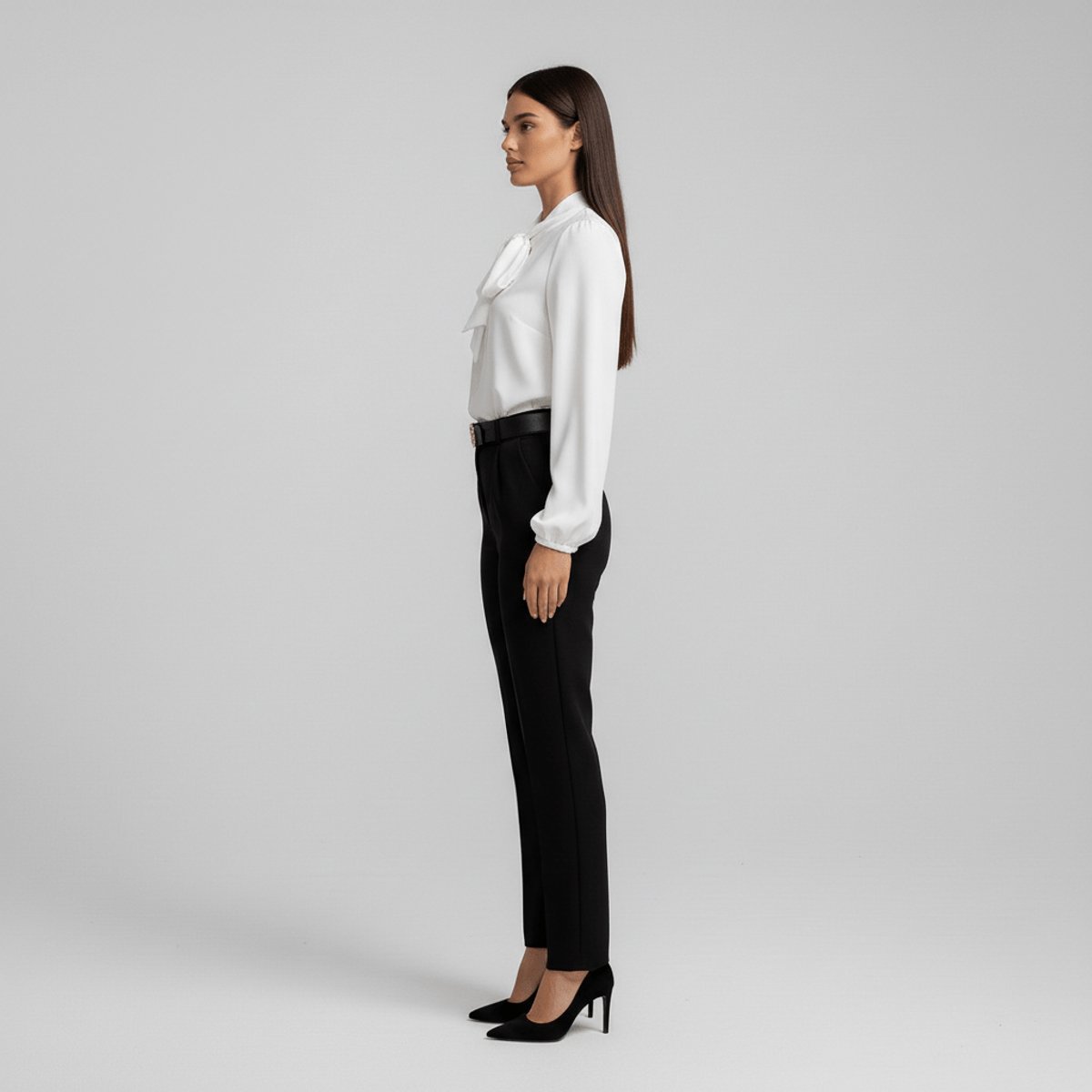 Women's Relaxed-Fit Long-Sleeve Bow Blouse