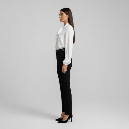 Women's Relaxed-Fit Long-Sleeve Bow Blouse