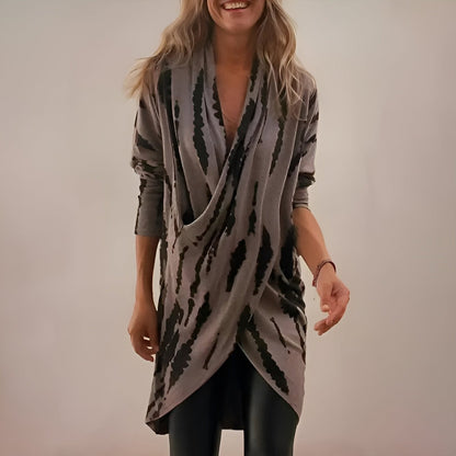 Women's Abstract Pattern V-Neck Loose Tunic Top