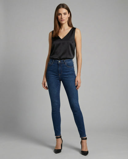 Women's Thick Strap V-Neck Satin Camisole Top