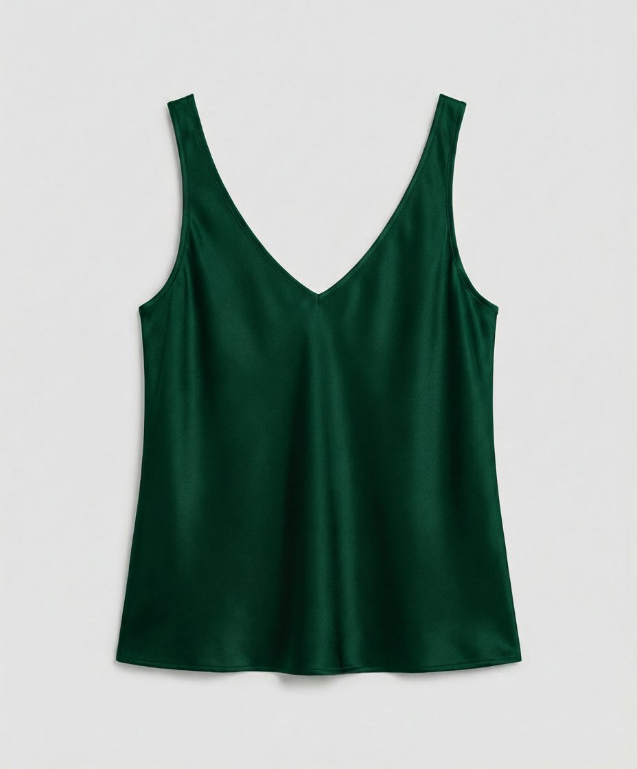 Women's Thick Strap V-Neck Satin Camisole Top