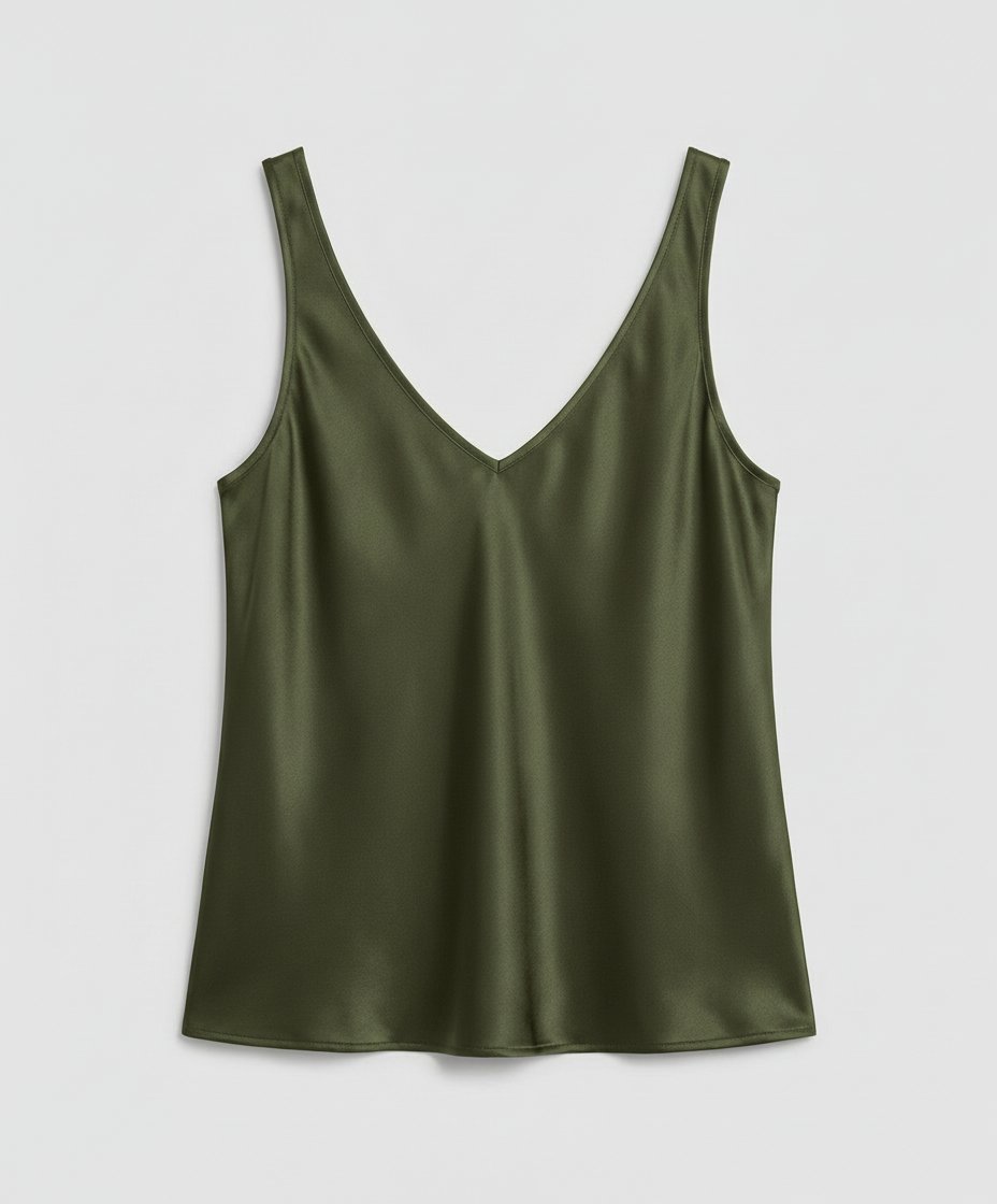 Women's Thick Strap V-Neck Satin Camisole Top