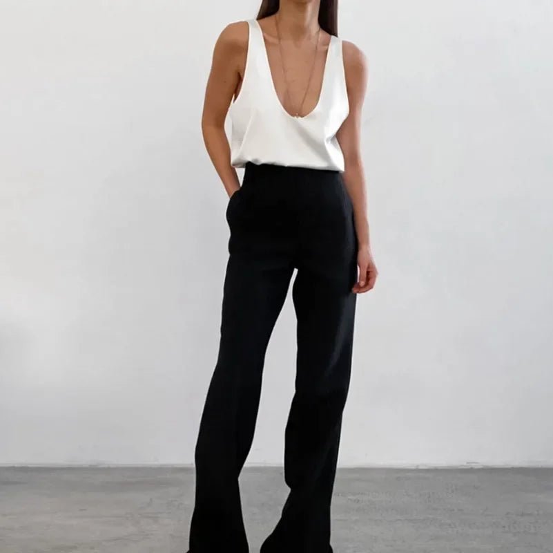 Women's Scoop Neck Loose Satin Sleeveless Top