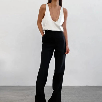 Women's Scoop Neck Loose Satin Sleeveless Top