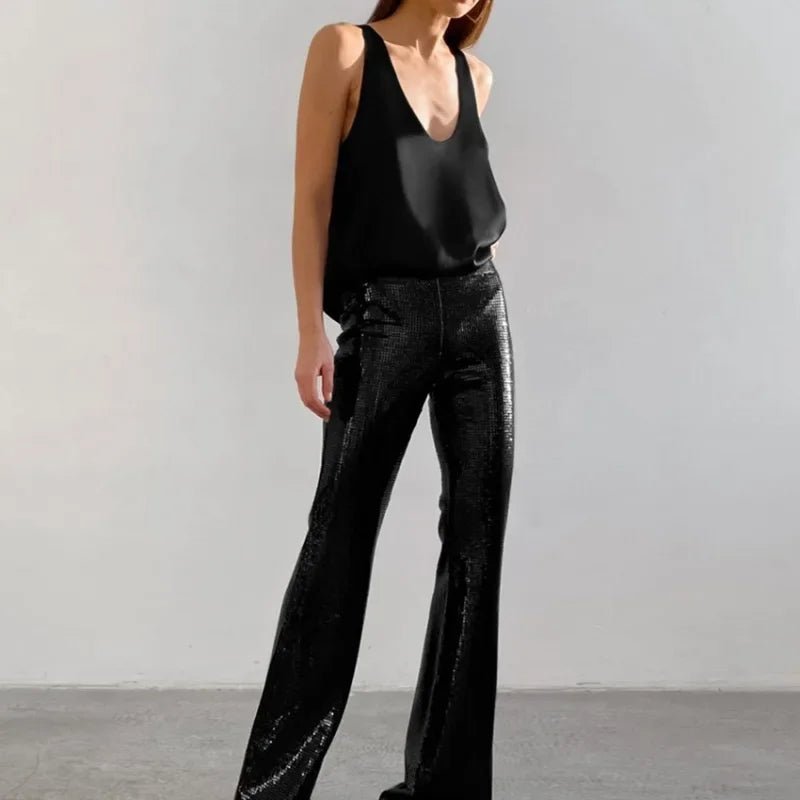 Women's Scoop Neck Loose Satin Sleeveless Top