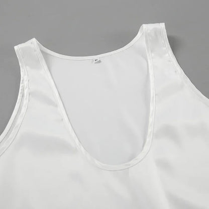 Women's Scoop Neck Loose Satin Sleeveless Top