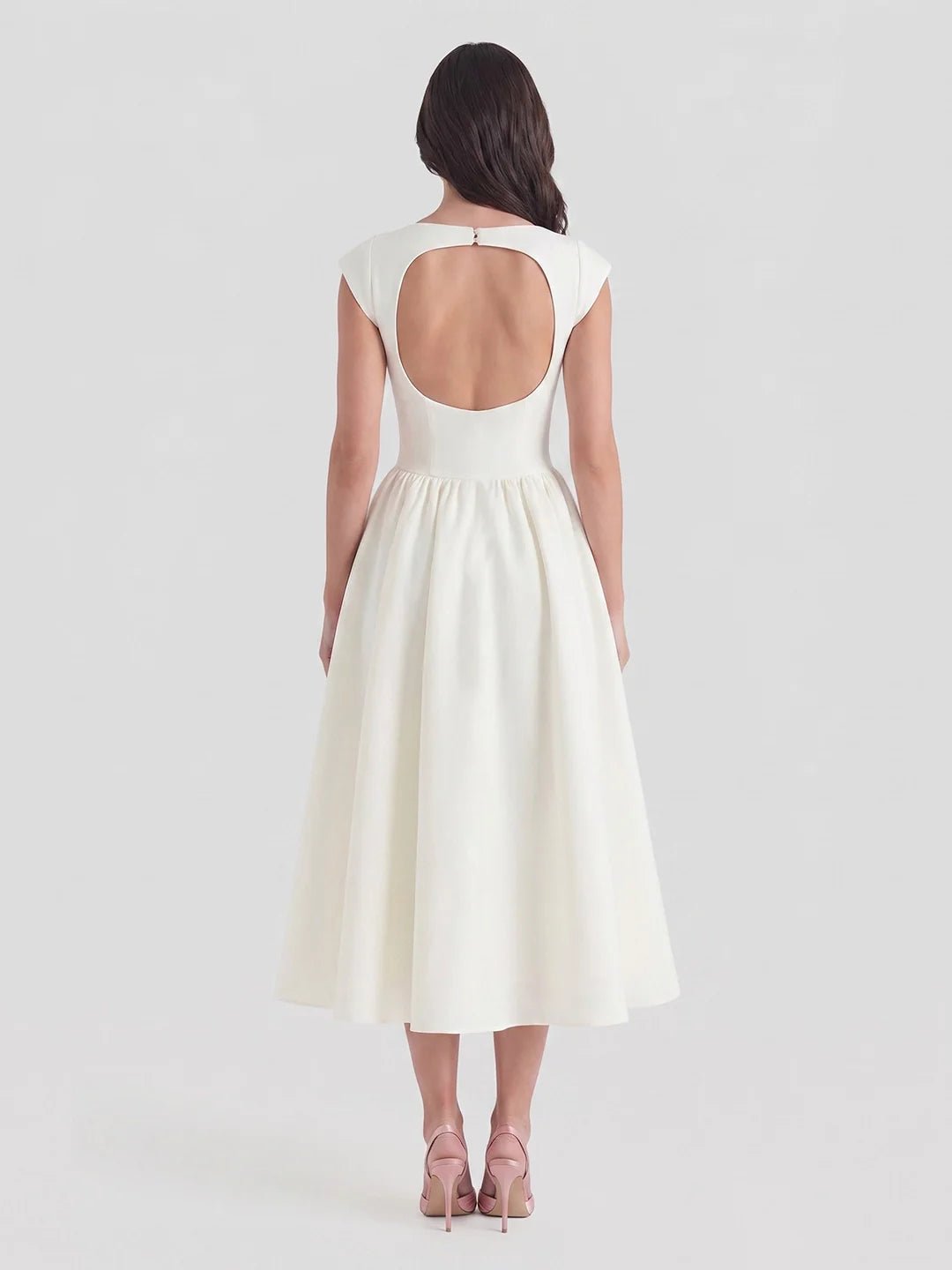 Women's Retro Satin Boatneck Midi Dress