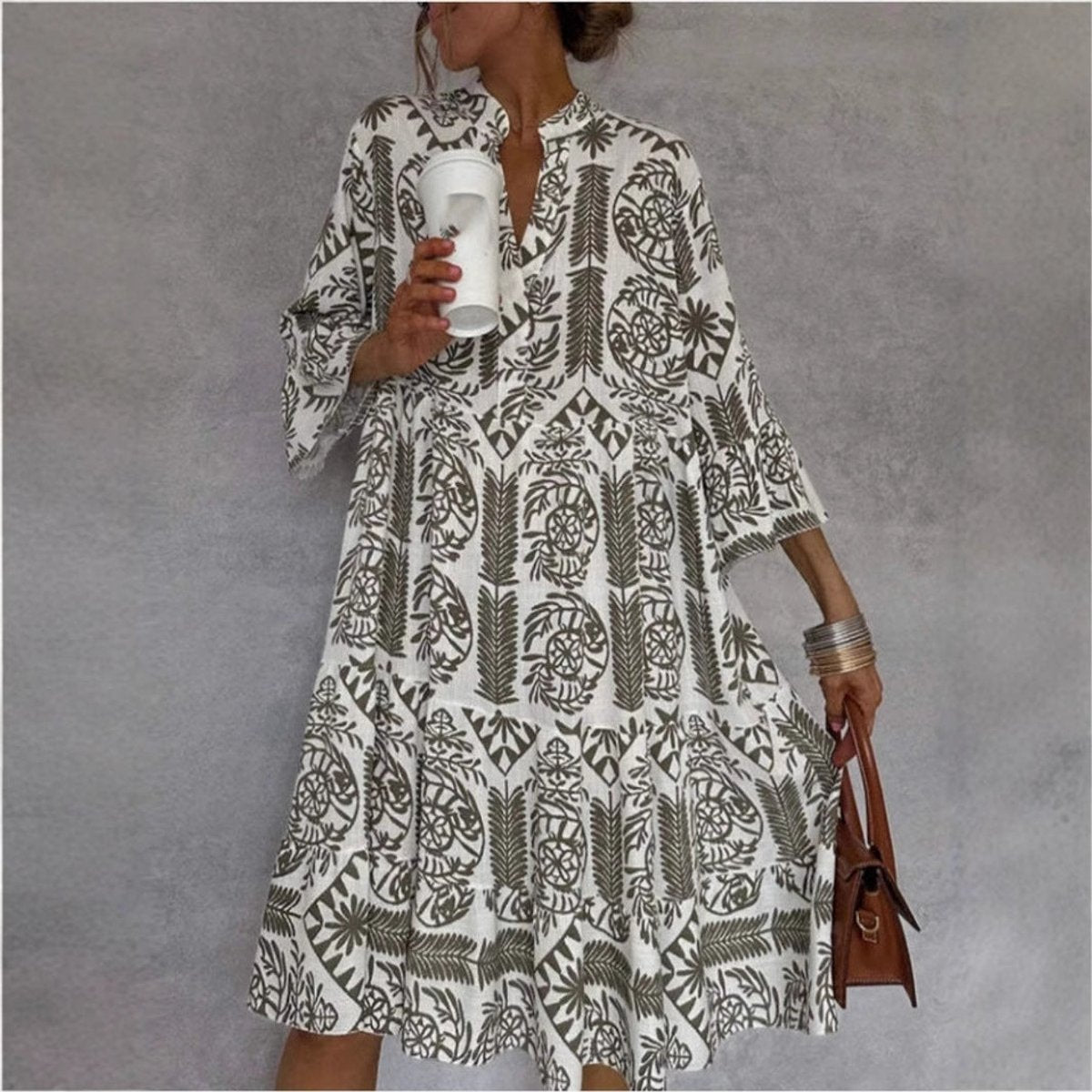 Women's Flared Floral Print Tunic Dress