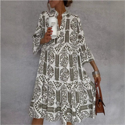 Women's Flared Floral Print Tunic Dress