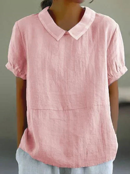 Women's Peter Pan Collar Linen Blouse