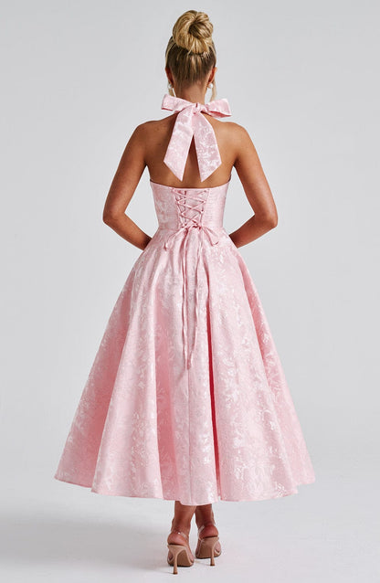 Women's Halter-Neck Midi Dress for Wedding Guests