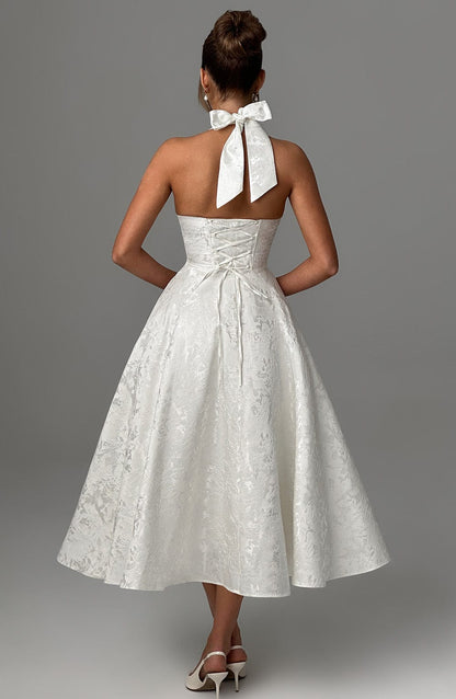 Women's Halter-Neck Midi Dress for Wedding Guests
