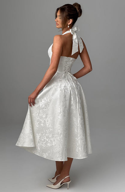 Women's Halter-Neck Midi Dress for Wedding Guests