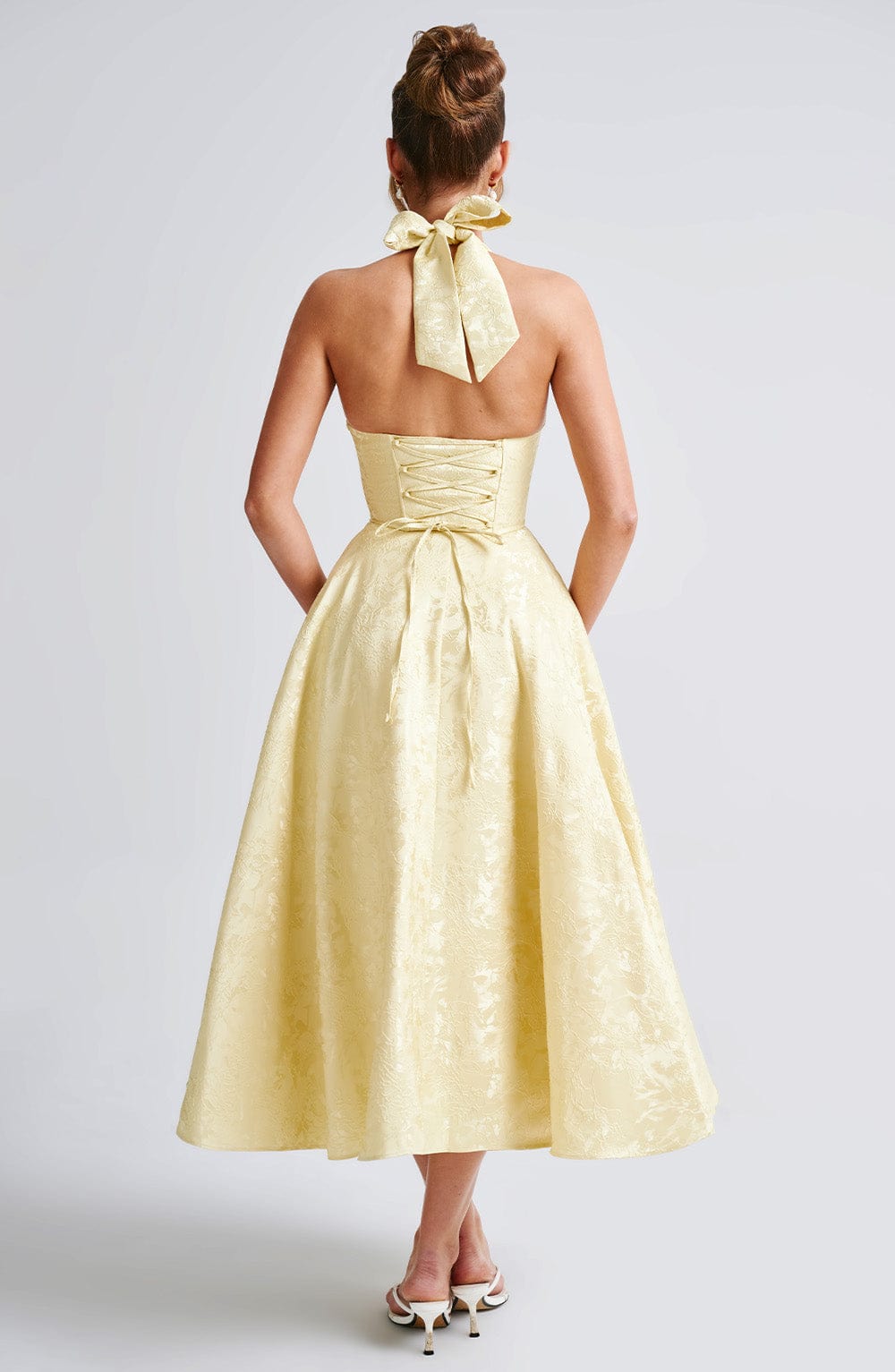 Women's Halter-Neck Midi Dress for Wedding Guests