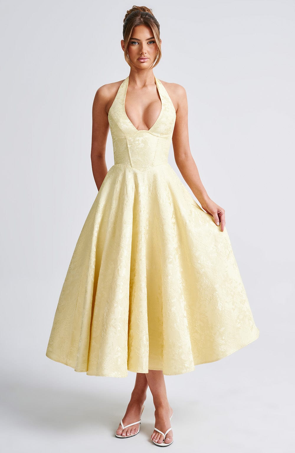 Women's Halter-Neck Midi Dress for Wedding Guests