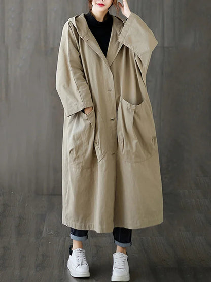 Oversized Hooded Outerwear Coat with Pockets
