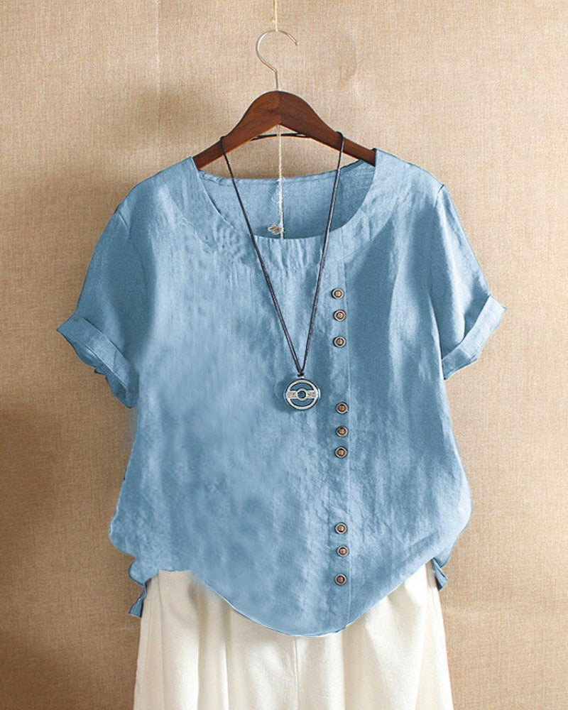 Women's Button-Accent Casual Summer Blouse
