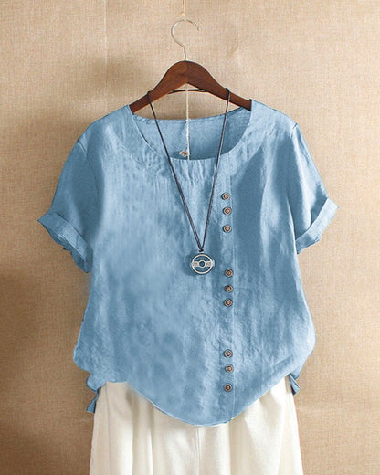Women's Button-Accent Casual Summer Blouse