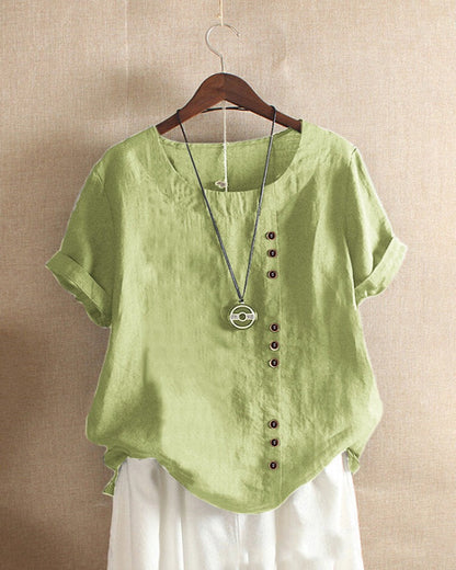 Women's Button-Accent Casual Summer Blouse